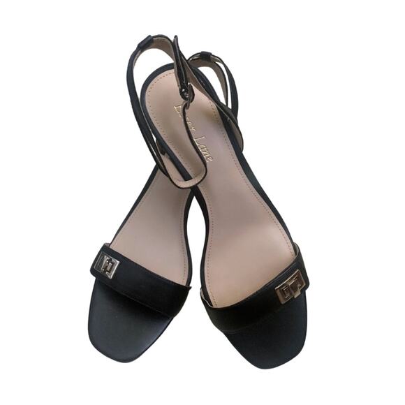 Essex Lane Black Leather Buckle Heels Strappy Ankle Tie Sandals Size 9 - Picture 2 of 12